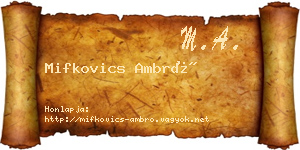 Mifkovics Ambró névjegykártya